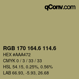 カラーコード: RGB 170 164.6 114.6 | qconv.com
