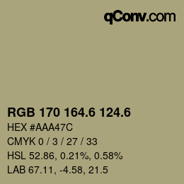 カラーコード: RGB 170 164.6 124.6 | qconv.com