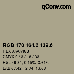 カラーコード: RGB 170 164.6 139.6 | qconv.com