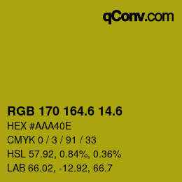 カラーコード: RGB 170 164.6 14.6 | qconv.com