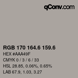カラーコード: RGB 170 164.6 159.6 | qconv.com