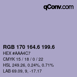 カラーコード: RGB 170 164.6 199.6 | qconv.com