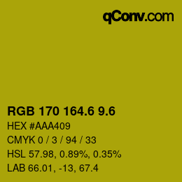 カラーコード: RGB 170 164.6 9.6 | qconv.com