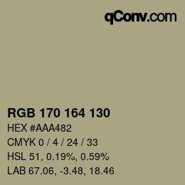 カラーコード: RGB 170 164 130 | qconv.com