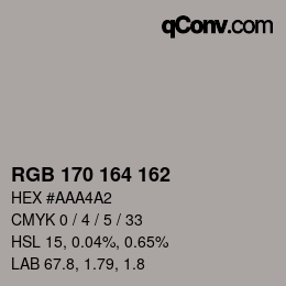 Color code: RGB 170 164 162 | qconv.com