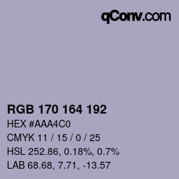 Color code: RGB 170 164 192 | qconv.com