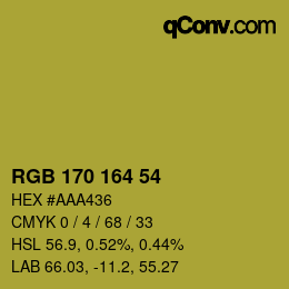 Color code: RGB 170 164 54 | qconv.com