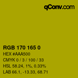 Color code: RGB 170 165 0 | qconv.com