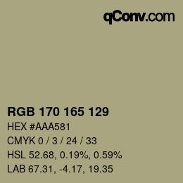 Color code: RGB 170 165 129 | qconv.com