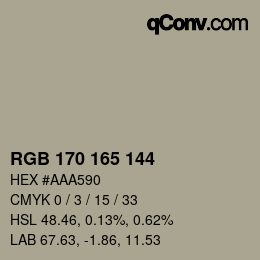 カラーコード: RGB 170 165 144 | qconv.com