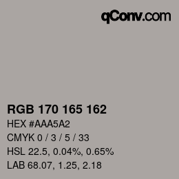 Farbcode: RGB 170 165 162 | qconv.com