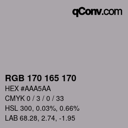 颜色代码: RGB 170 165 170 | qconv.com