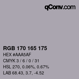 Color code: RGB 170 165 175 | qconv.com