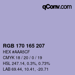 颜色代码: RGB 170 165 207 | qconv.com
