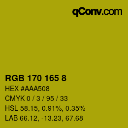 カラーコード: RGB 170 165 8 | qconv.com