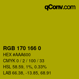 カラーコード: RGB 170 166 0 | qconv.com