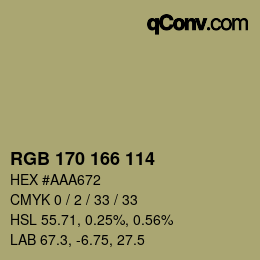 Color code: RGB 170 166 114 | qconv.com