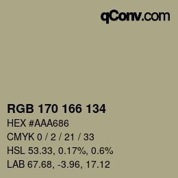 Color code: RGB 170 166 134 | qconv.com