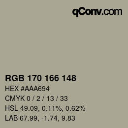 カラーコード: RGB 170 166 148 | qconv.com