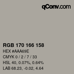 カラーコード: RGB 170 166 158 | qconv.com
