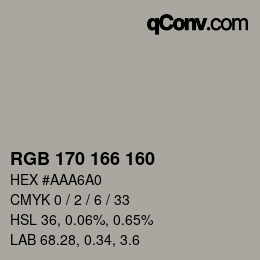 Color code: RGB 170 166 160 | qconv.com