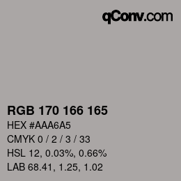 Color code: RGB 170 166 165 | qconv.com