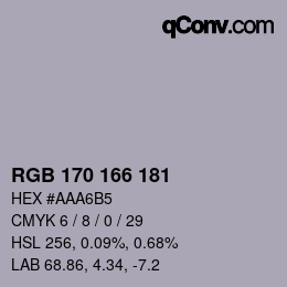 Color code: RGB 170 166 181 | qconv.com