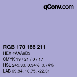 Farbcode: RGB 170 166 211 | qconv.com