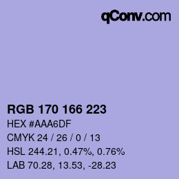 Color code: RGB 170 166 223 | qconv.com