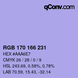 Color code: RGB 170 166 231 | qconv.com