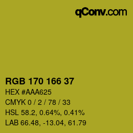 Color code: RGB 170 166 37 | qconv.com