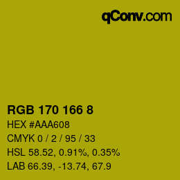 Color code: RGB 170 166 8 | qconv.com