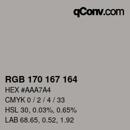 Color code: RGB 170 167 164 | qconv.com