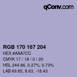 Farbcode: RGB 170 167 204 | qconv.com