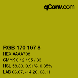 Color code: RGB 170 167 8 | qconv.com