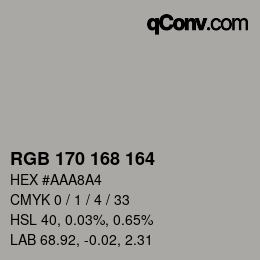 Color code: RGB 170 168 164 | qconv.com