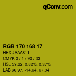 Color code: RGB 170 168 17 | qconv.com