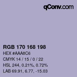 颜色代码: RGB 170 168 198 | qconv.com