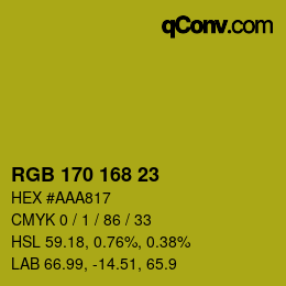Color code: RGB 170 168 23 | qconv.com