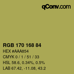 Color code: RGB 170 168 84 | qconv.com