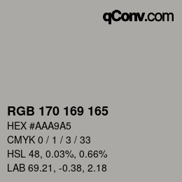 Color code: RGB 170 169 165 | qconv.com