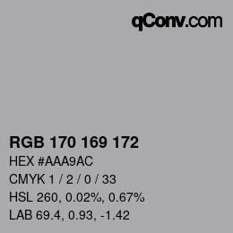 Color code: RGB 170 169 172 | qconv.com