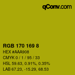 Color code: RGB 170 169 8 | qconv.com
