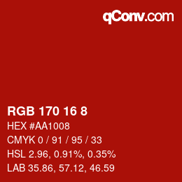 カラーコード: RGB 170 16 8 | qconv.com