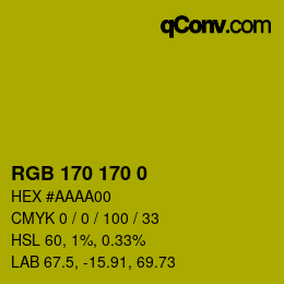 Color code: RGB 170 170 0 | qconv.com