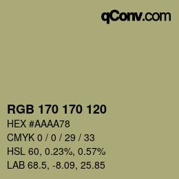Color code: RGB 170 170 120 | qconv.com