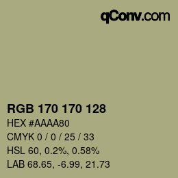 Color code: RGB 170 170 128 | qconv.com