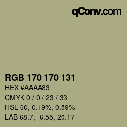 Código de color: RGB 170 170 131 | qconv.com