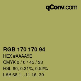 カラーコード: RGB 170 170 94 | qconv.com