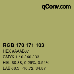 Color code: RGB 170 171 103 | qconv.com